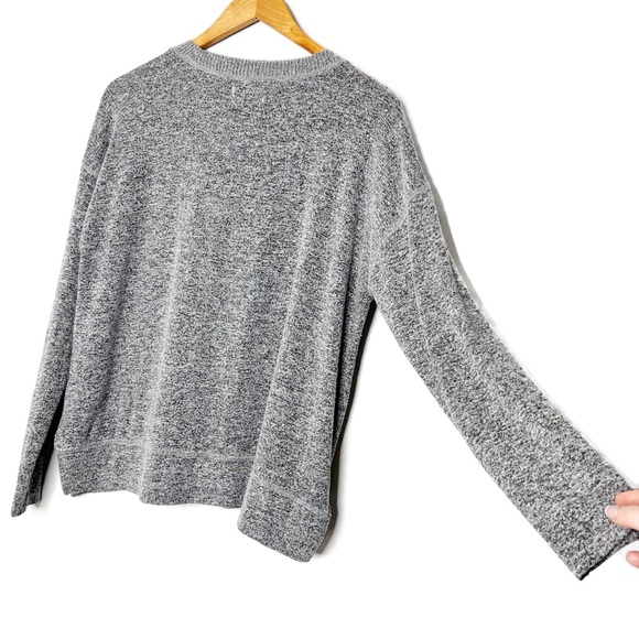 Lucky Brand Women’s Gray Black Marbled Crewneck Soft Fuzzy Long Sleeve Sweater - Picture 9 of 16